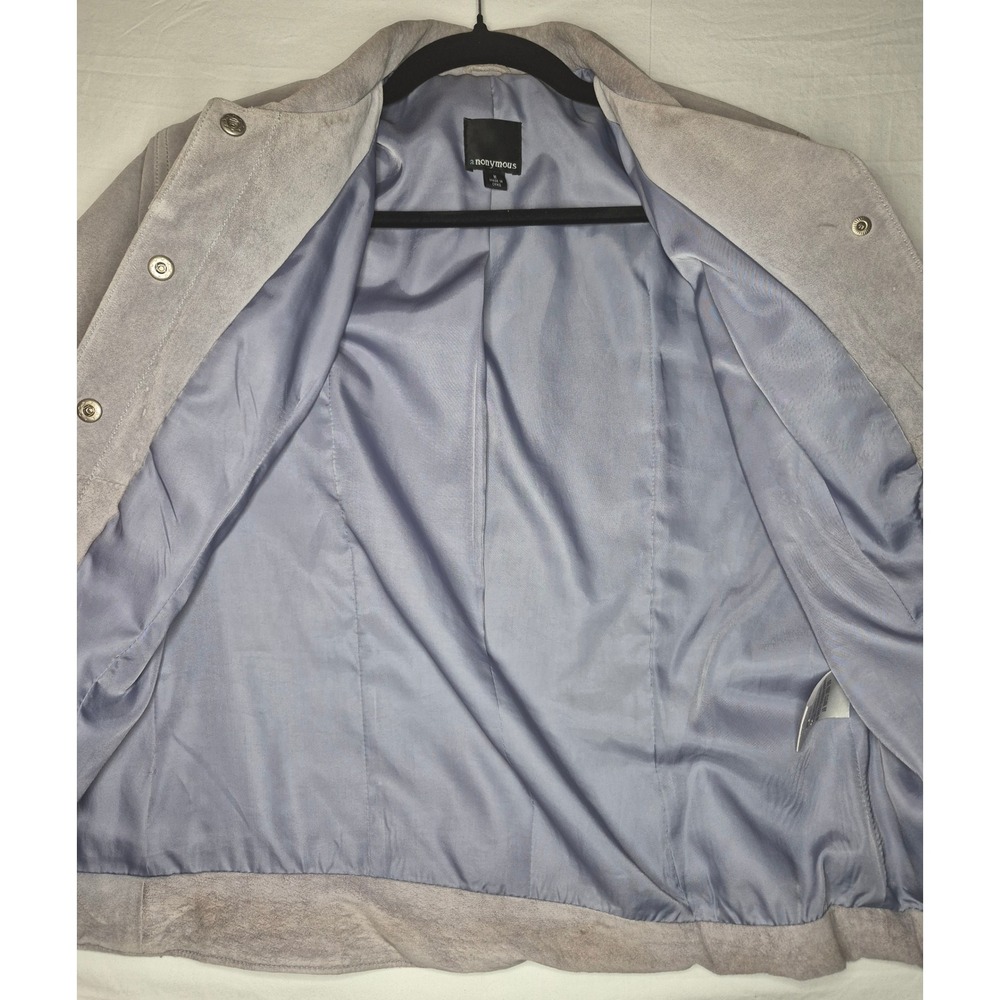 Anonymous Women's Light Gray Suede Trucker Jacket Size Medium - Picture 5 of 7